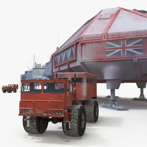 Antarctic Station Halley with Snow Vehicle 3D