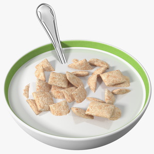 Breakfast Cereal Pads in Bowl with Milk 3D model