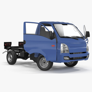 Mini Truck Bare Chassis Blue Rigged for Cinema 4D 3D model