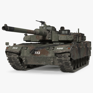 Korean Tank K2 Camouflage Color Dirty Rigged 3D model