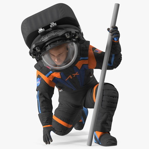 3D model Next Gen NASA Axiom Spacesuit on Astronaut Crawling Pose Fur