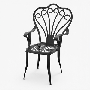 Garden Chair Black Metal 3D model