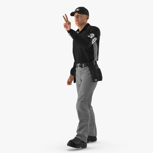 Baseball Umpire in Cap Showing Points 3D