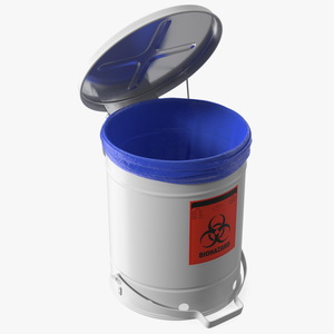 3D Biohazard Steel Waste Can with Foot Pedal