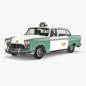 3D model Vintage Checker Taxi Cab Simple Interior