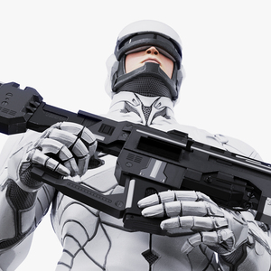 3D Sci Fi Soldier with Assault Rifle for 3D Print