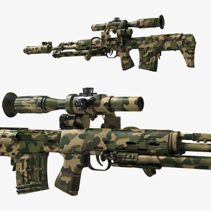 Camouflage Sniper Rifle Dragunov SVU with Scope 3D