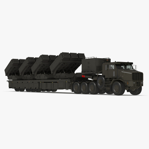 3D Multiple Rocket Launch System with Transporter Green Simple Interior model