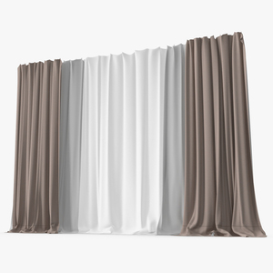 Curtains with Drapery Cream 3D