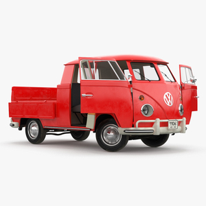 Volkswagen Type 2 Pickup Truck Rigged 3D
