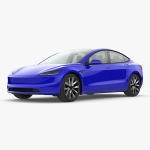 3D Modern Electric Sedan Blue