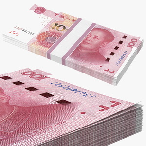 3D Chinese 100 Yuan 2015 Banknotes Bundle model