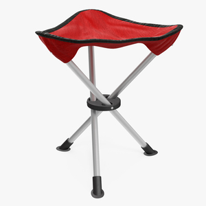 3D model Folding Tripod Fishing Camping Chair Red