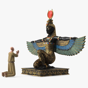 Ancient Priest Worships the Egyptian Goddess Isis 3D model