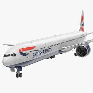 3D Boeing 777 9x British Airways Rigged