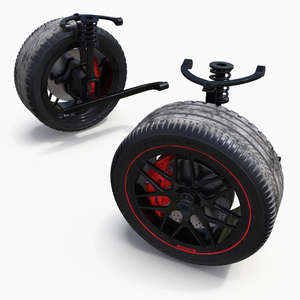 3D model Goodyear Eagle Asymmetric Tire with AMG Brake and Suspension