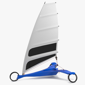 Modern Land Sand Yacht Blue Rigged 3D model