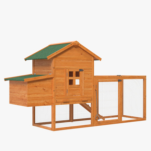 3D Wooden Small Chicken Coop with Chicken Run Empty model