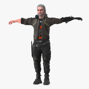 3D Cyberpunk 2077 Geralt Character T-Pose model