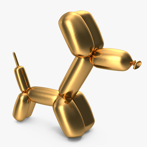 3D Golden Balloon Dog model