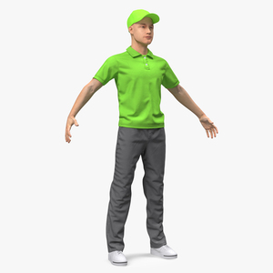 3D model Delivery Service Man in Green Uniform Neutral Pose