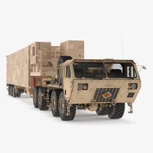 Missile Launcher Sand Camo with Truck 3D