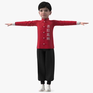 3D model Asian Boy Traditional Costume Rigged for Maya