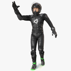 3D model Bike Rider Wearing Protective Riderwear Rigged for Cinema 4D