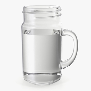 3D Mason Jar With Handle Full