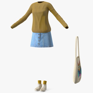 Casual Streetwear Girl Outfit 3D model