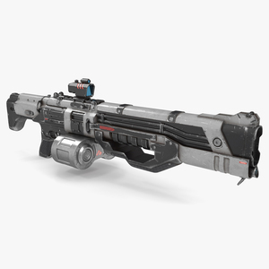 3D Used Sci Fi Machine Gun model