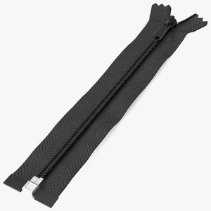 Open End Nylon Coil Zipper Black 3D