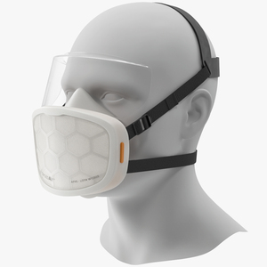 Respirator with Visor ForgedAir White 3D