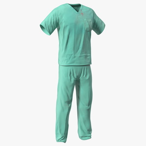 3D model Surgeon Green Scrubs Shirt Blood Stained