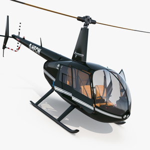 3D Light Helicopter Robinson R44 Rigged 2 model