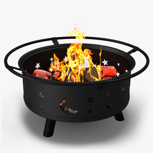 3D model Garden Fire Pit with Fire Open