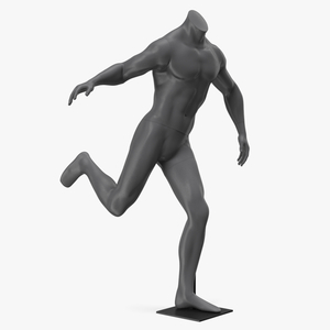 3D Male Sports Mannequin Playing Basketball Black