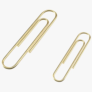 3D Paper Clip Oval Shape Gold