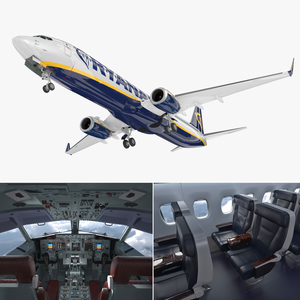 3D Boeing 737 900 with Interior Ryanair