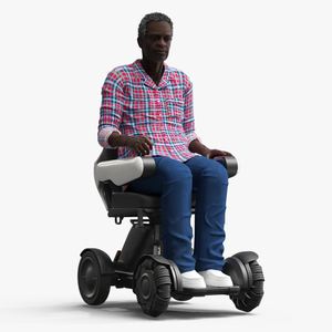 3D Mobility Scooter and Afro American Man model