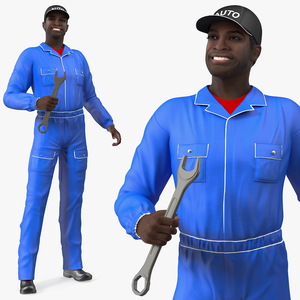 3D Dark Skin Black Car Mechanic model