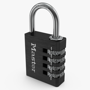 Combination Padlock Master Black 3D