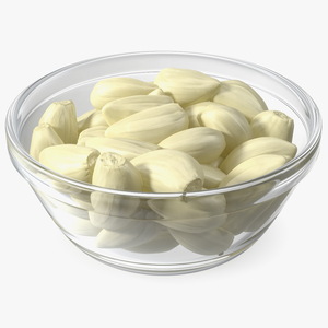 3D Fresh Peeled Garlic Cloves in a Bowl