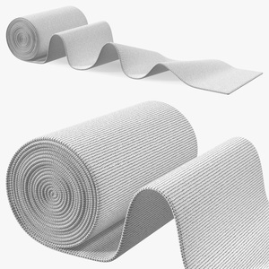 3D model Unfolded Elastic Bandage White