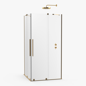 Crystal Shower Cabin Sliding Doors Gold 3D model