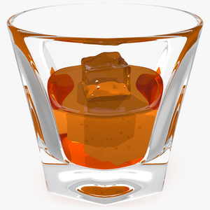 3D model Shot Glass of Whiskey with Ice