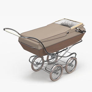 Antique Child Sleeping Pram Open Canopy 3D model