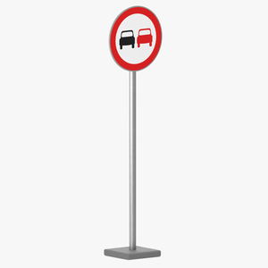 3D Road Sign No Overtaking model