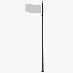 3D Flagpole Dark Bronze with White Flag