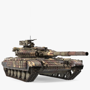 Battle Tank T-64 BV Dirty Rigged 3D